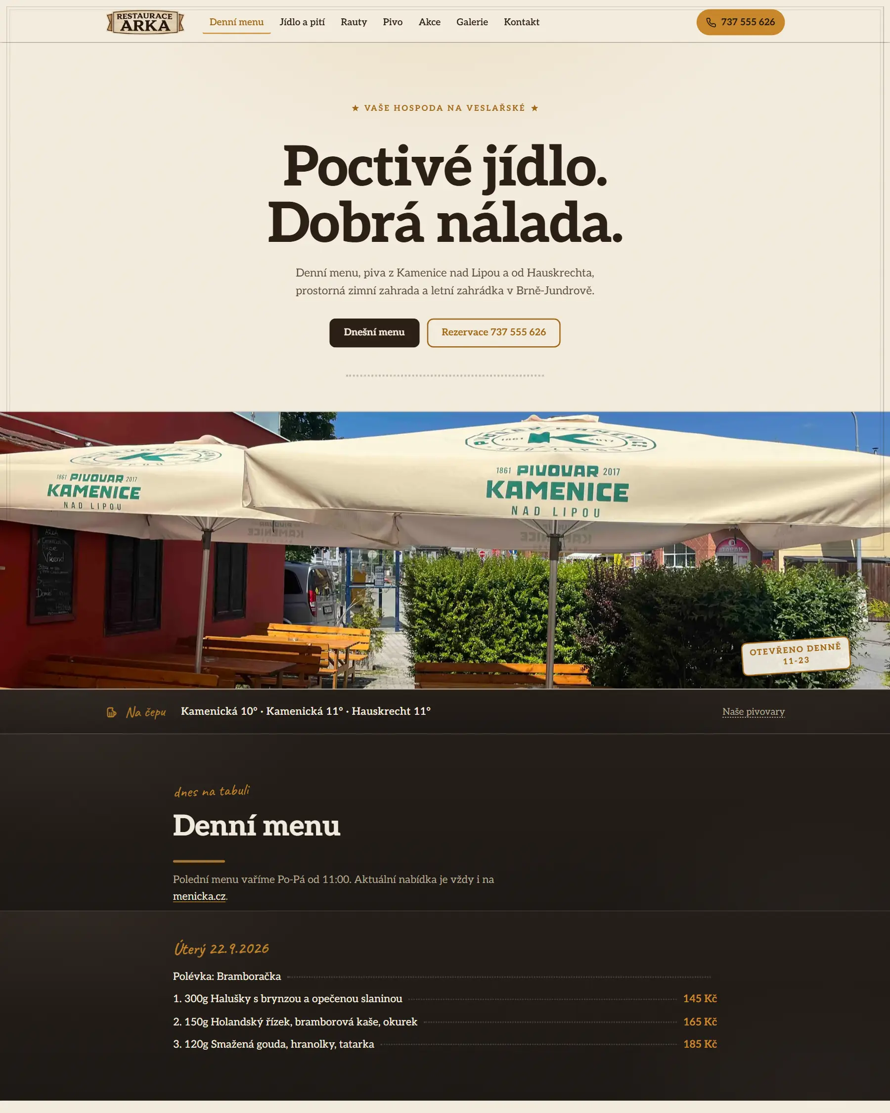 Home page of restauracearka.cz - Restaurace Arka