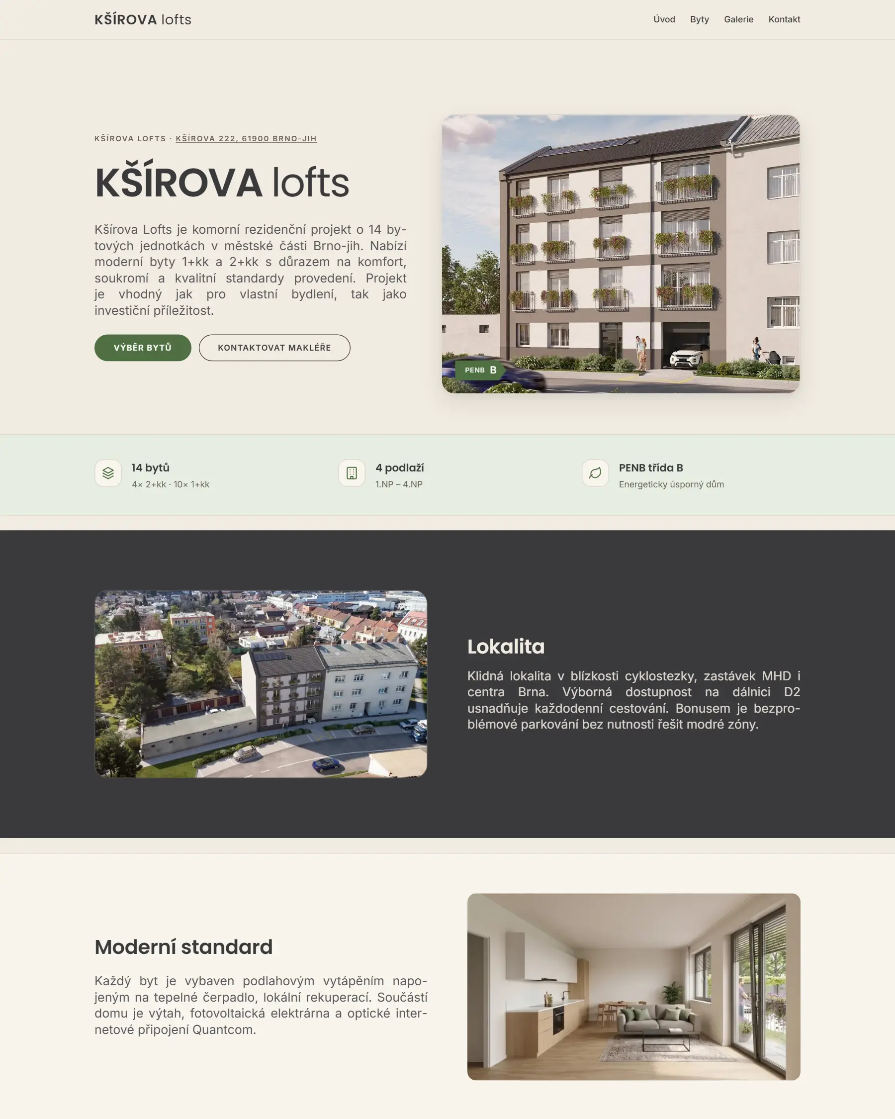 Home page of ksirovalofts.cz - Kšírova lofts residential development
